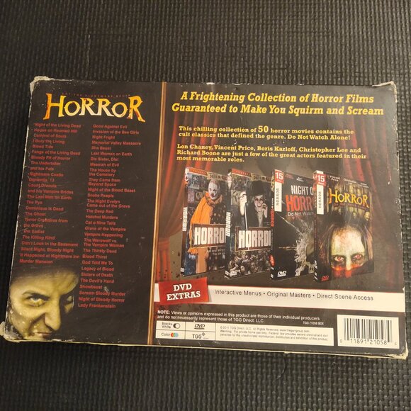 NEW Horror: 50 Movies (DVD, 8-Disc Set, Ultimate Collectors Edition) SEALED NEW - Picture 2 of 10